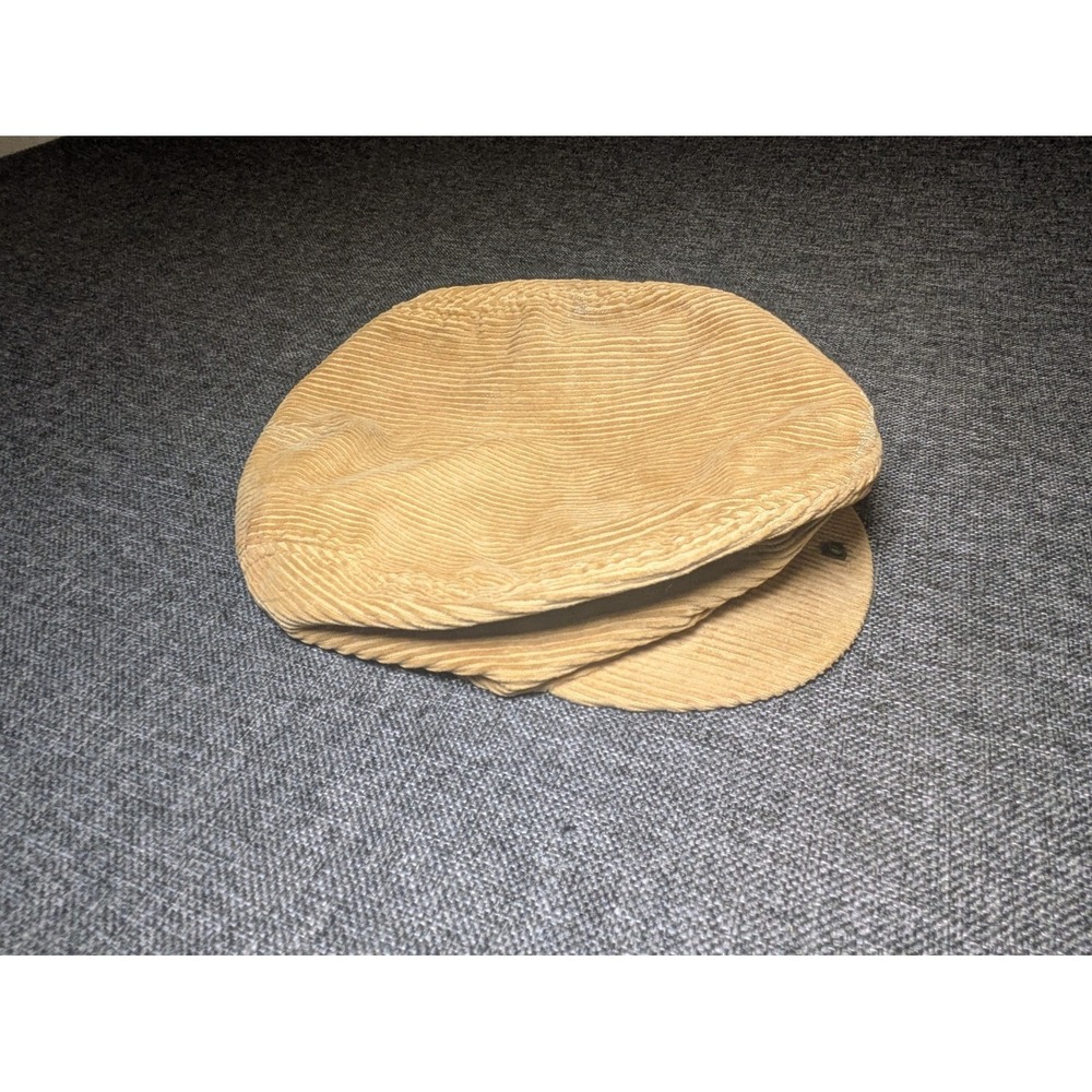 Vintage Dorfman Pacific Corduroy Newsboy Snap Cabbie Hat Beige Cotton Blend OSFM
